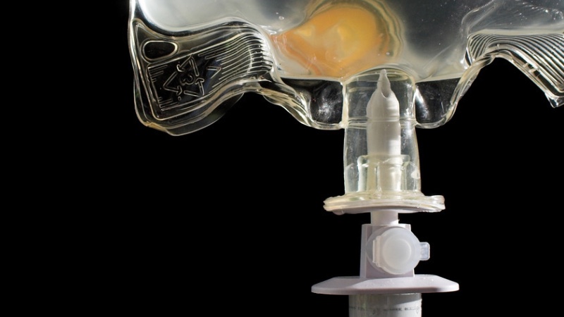 Close-up of hydration infusion equipment